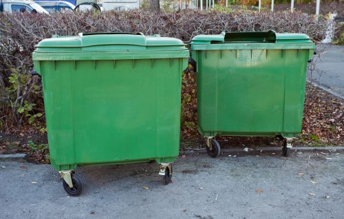 Twickenham business area with waste removal trucks